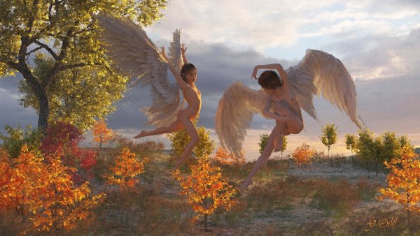 Ангел в осеннем лесу