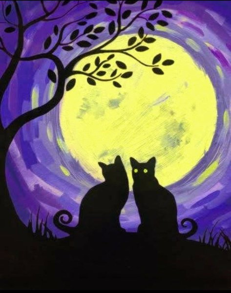 Лунный кот правополушарное рисование