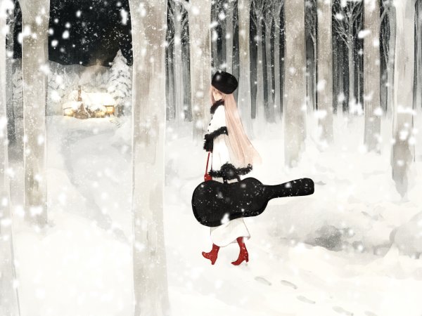 Девушка снег рисунок