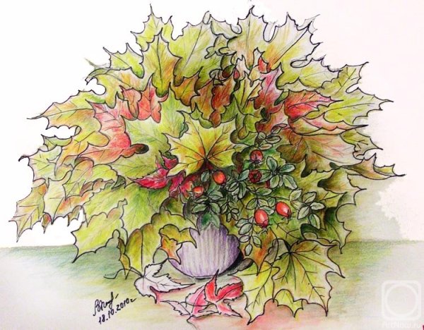 Осенняя композиция акварелью