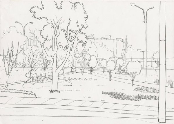 Эскиз осеннего пейзажа