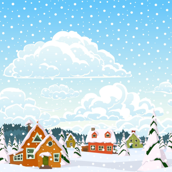 Зимний пейзаж мультяшный