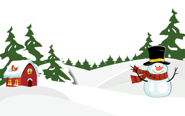 Новогодний пейзаж на белом фоне