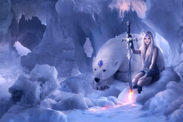 Девушка и белый медведь