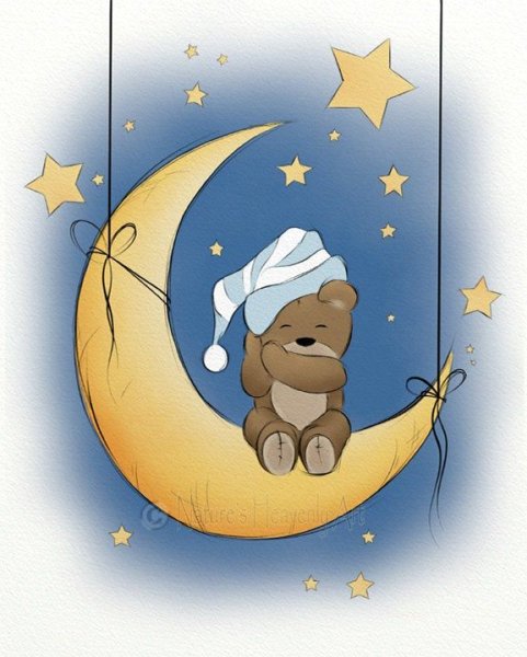 Мишка спит на Луне