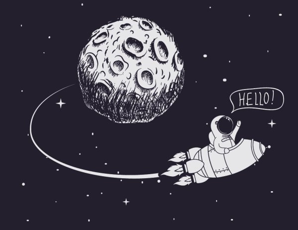 Космонавт на Луне наклейка