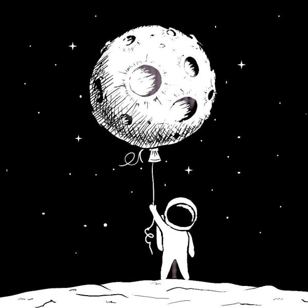 Человек на Луне вектор