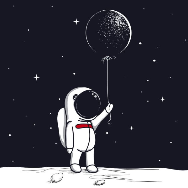 Космонавт на Луне мультяшный
