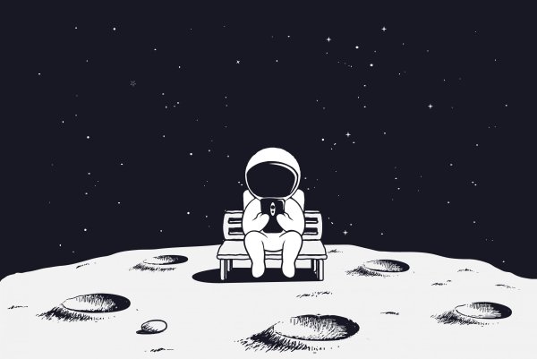 Космонавт сидит на Луне