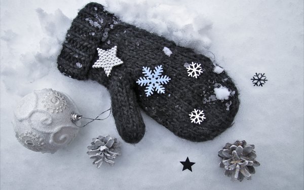 Варежки в снегу