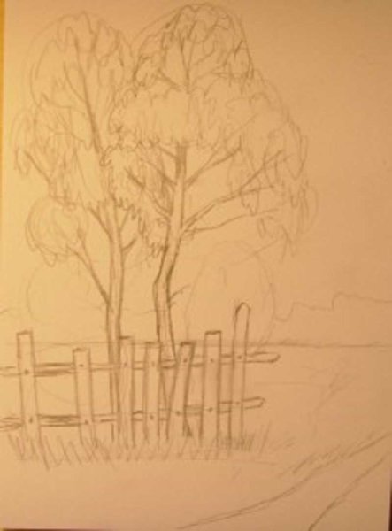 Пейзаж рисунок карандашом