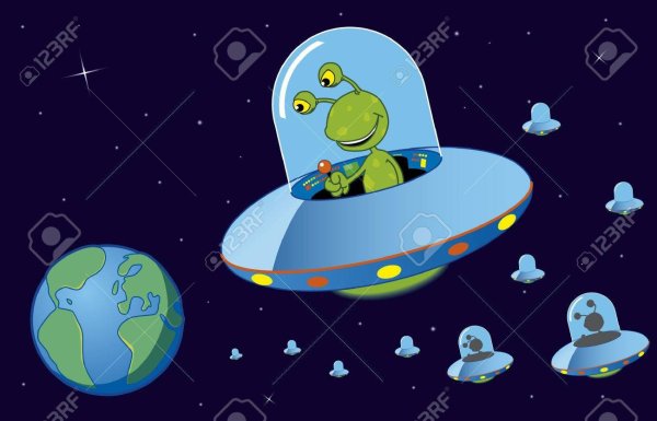 Летающая тарелка в космосе для детей