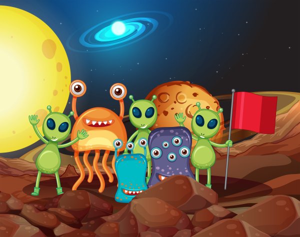 Космический фон для детей с инопланетянами