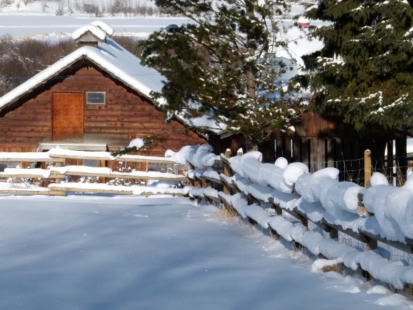 Зимний двор в деревне