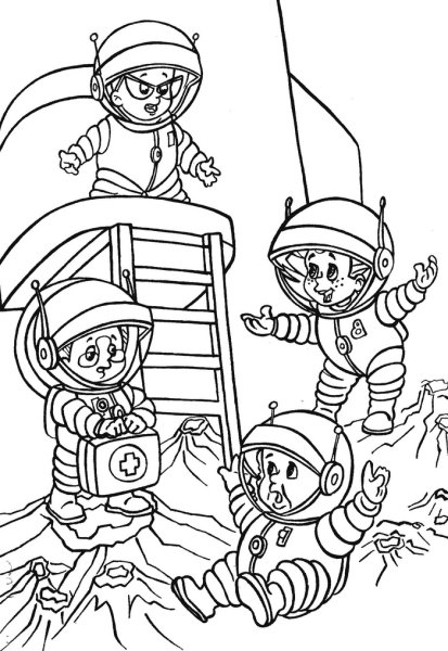 Раскраска Незнайка на Луне и его друзья