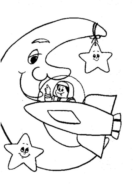 Раскраски для детей космос Незнайка