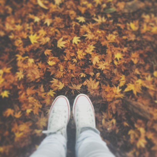 Девушка осенью со спины