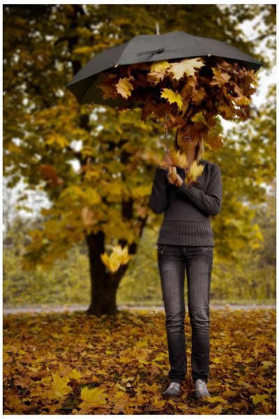 Фотосессия с зонтом осенью
