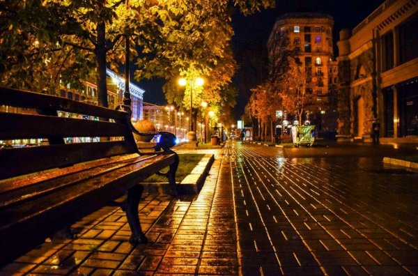 Ночной осенний город