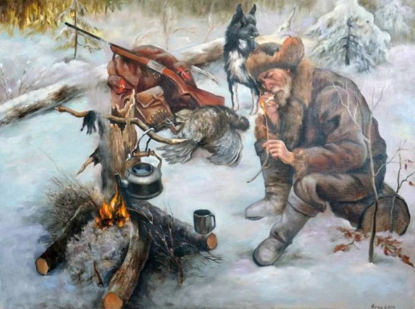 Охотники у костра