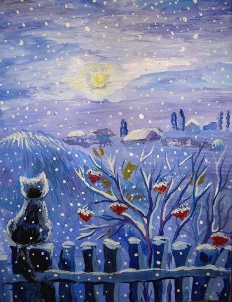 Первый снег рисунок