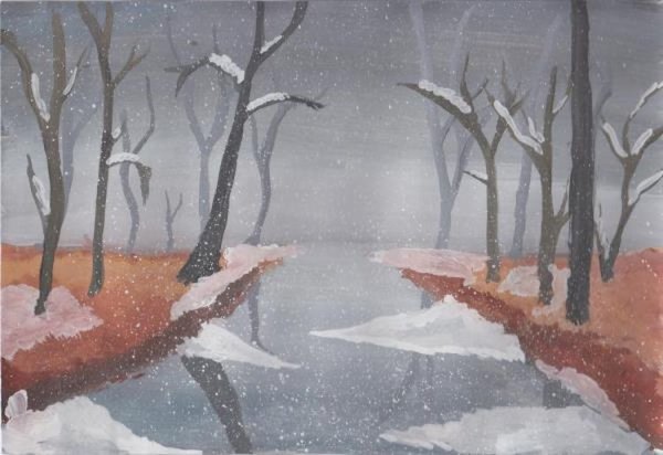 Рисование первый снег