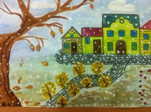 Рисунок на тему первый снег