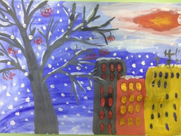 Рисование первый снег