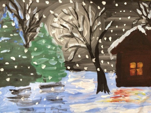 Первый снег рисунок