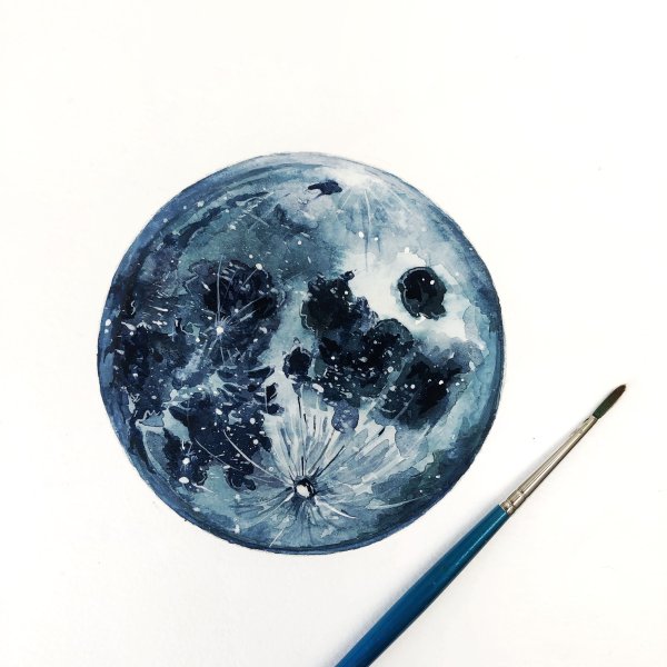 Луна акварелью