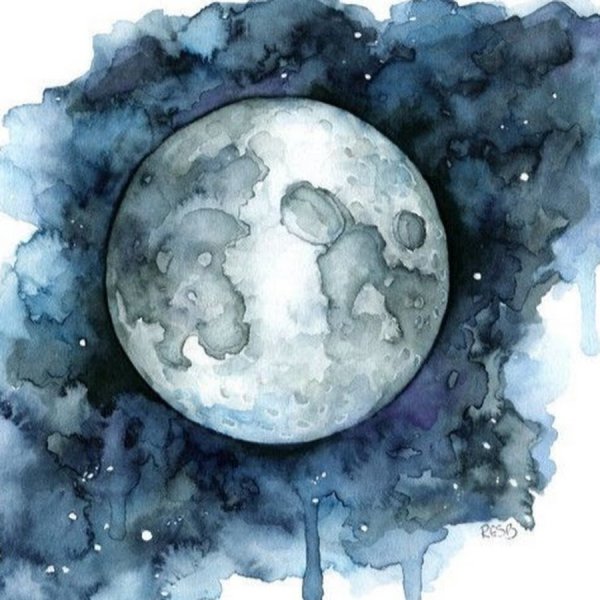 Луна акварелью