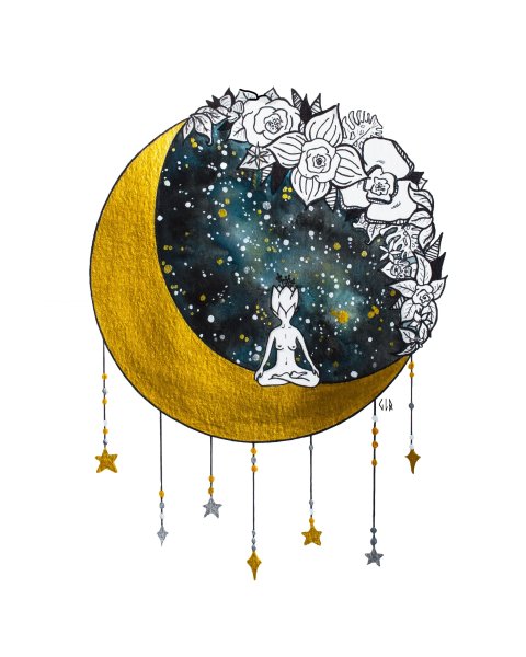 Акварельные иллюстрации Луна