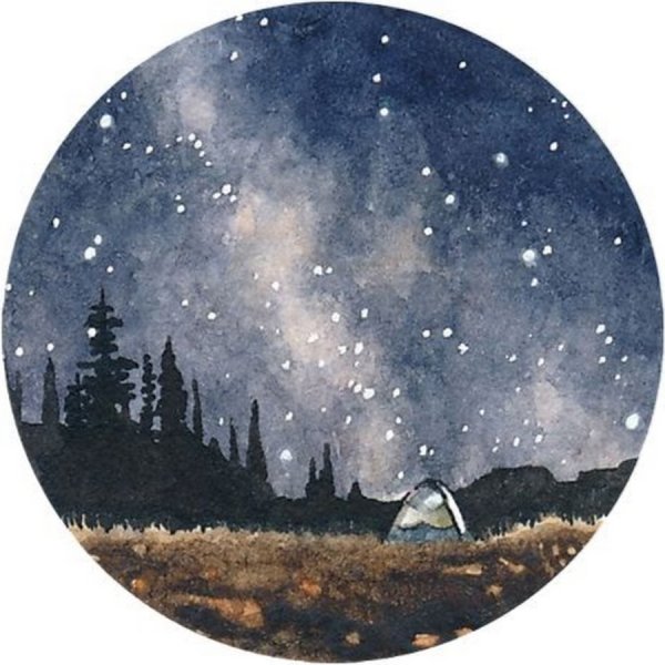 Ночной лес акварелью