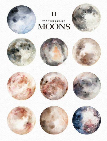 Луна нарисованная акварелью