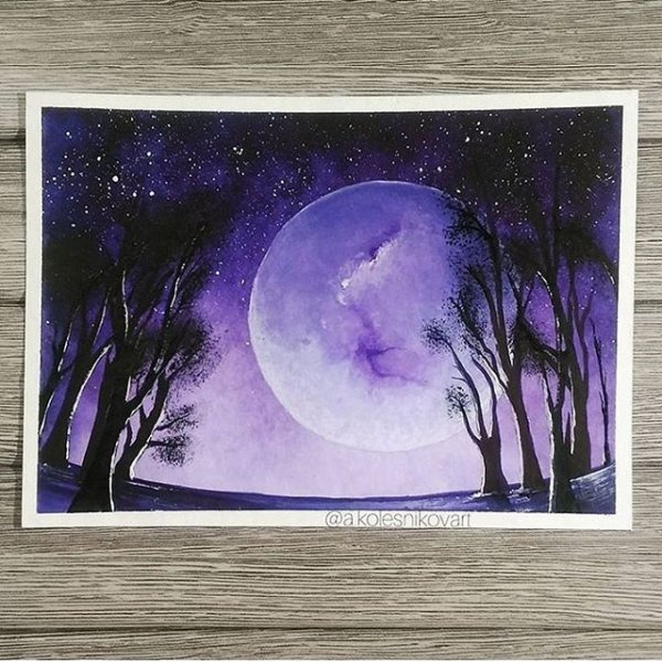 Рисование гуашью. День и ночь.