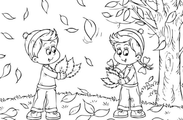 Раскраска Золотая осень для детского сада