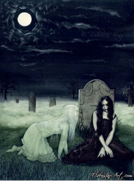 Кладбище ночью арт