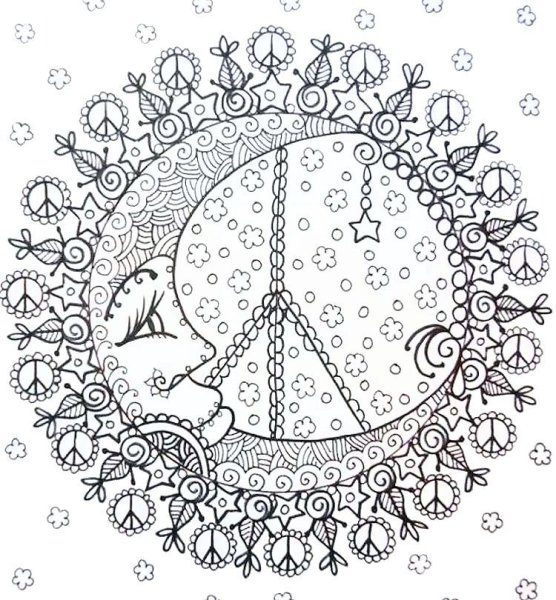 Мандала для раскрашивания с луной