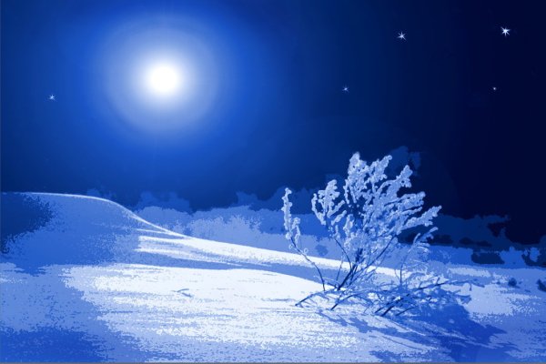 Снежная равнина ночью