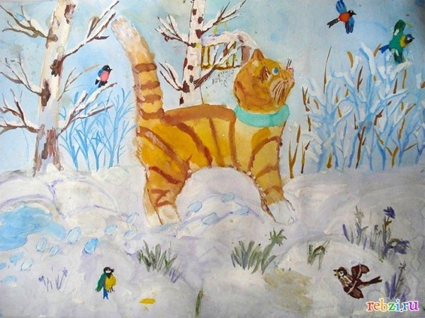 Весна животные гуашь
