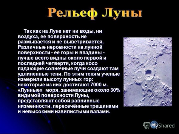 Луна рельеф поверхности