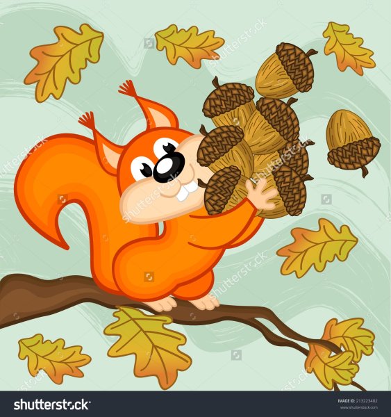 Мультяшные животные в лесу осень