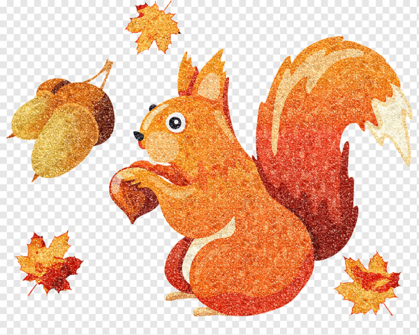 Белочка из осенних листочков