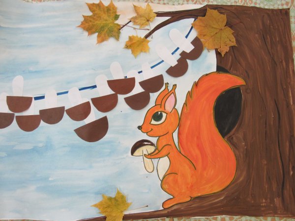 Рисование Белочка в подготовительной группе
