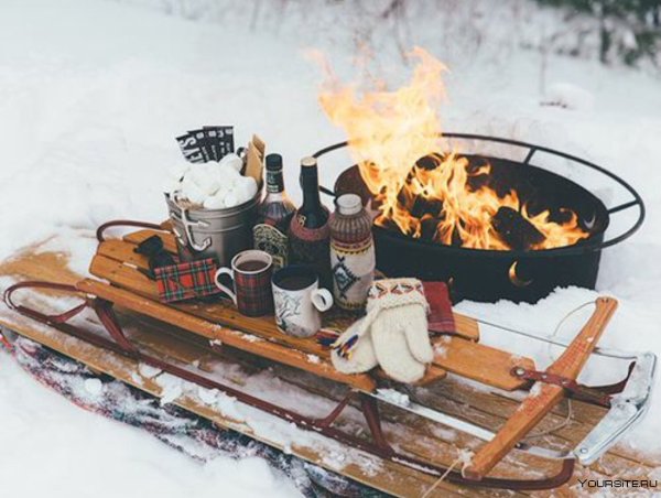 Шашлык зимой в лесу