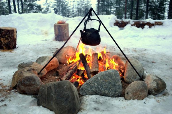 Зимний шашлык на природе