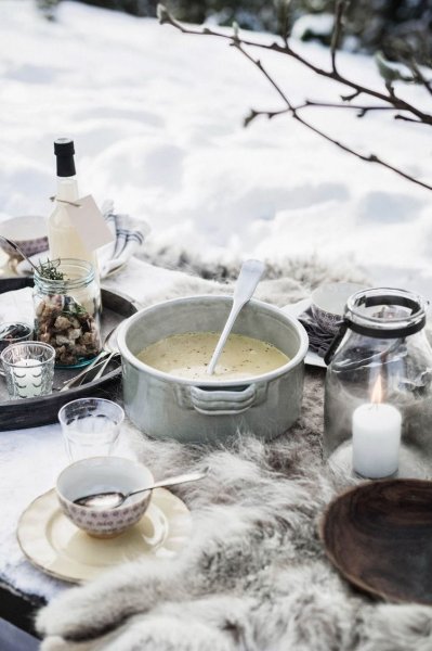 Завтрак на природе зимой