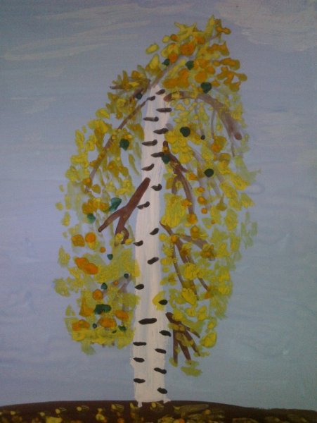 Рисование осенней березы