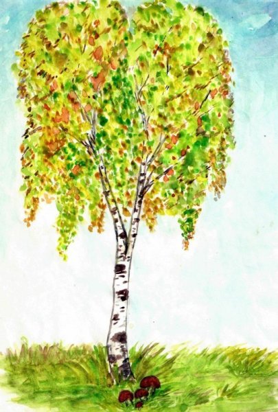 Осенняя береза для детей