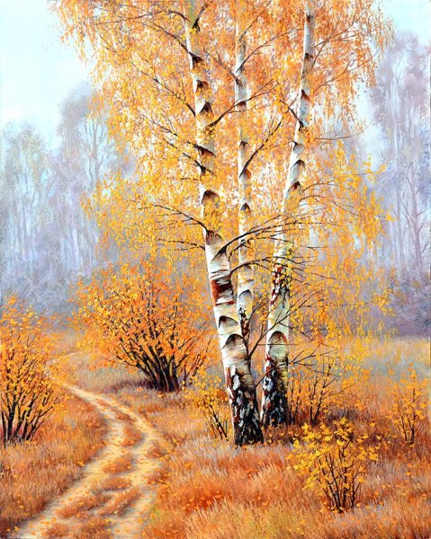 Осенний пейзаж с березами